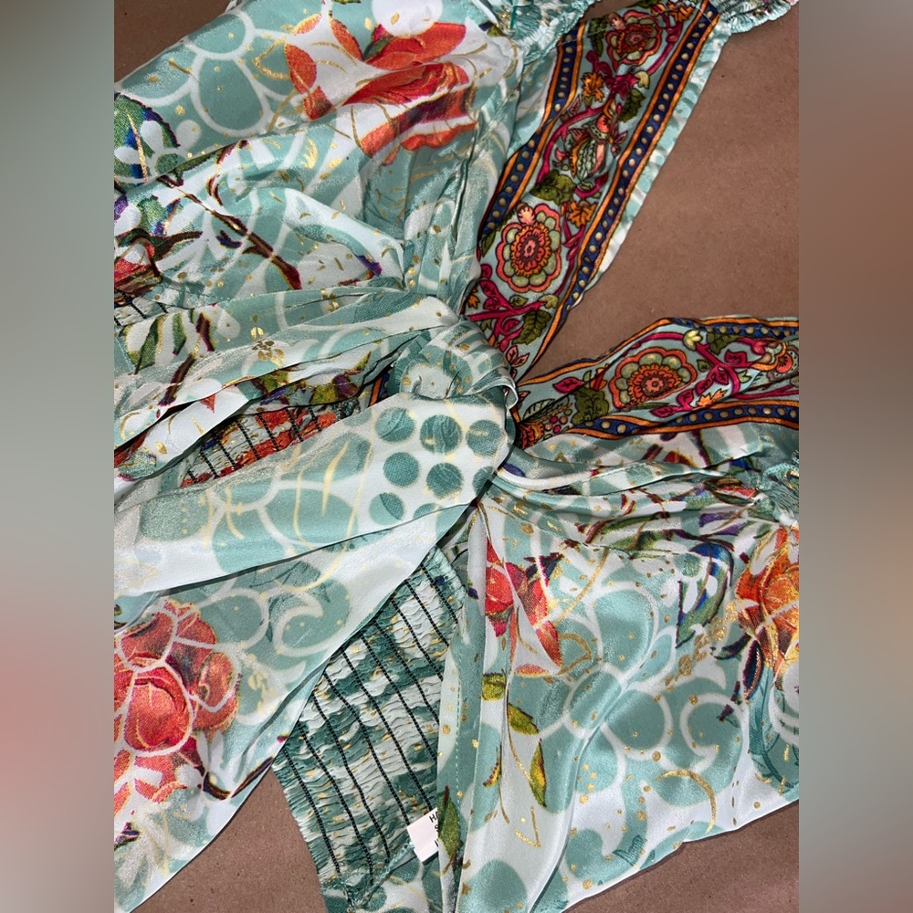 Silk 2-Piece Aqua Patterned Set - image 6